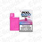 PIXL 8000 Compliant Prefilled Pod, Blue Razz Chew flavor, with 20mg nicotine, offering up to 8000 puffs, displayed in packaging.