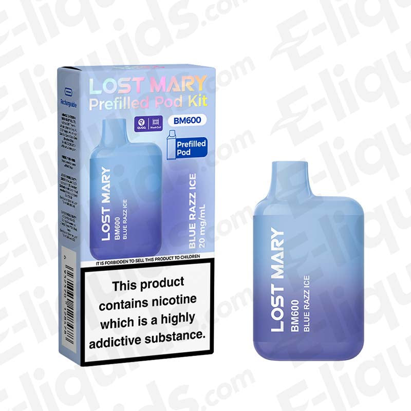 Lost Mary BM600 Blue Razz Ice Prefilled Pod Kit | Icy Fresh Lost Mary BM600 Blue Razz Ice Prefilled Pod Kit | Icy Fresh