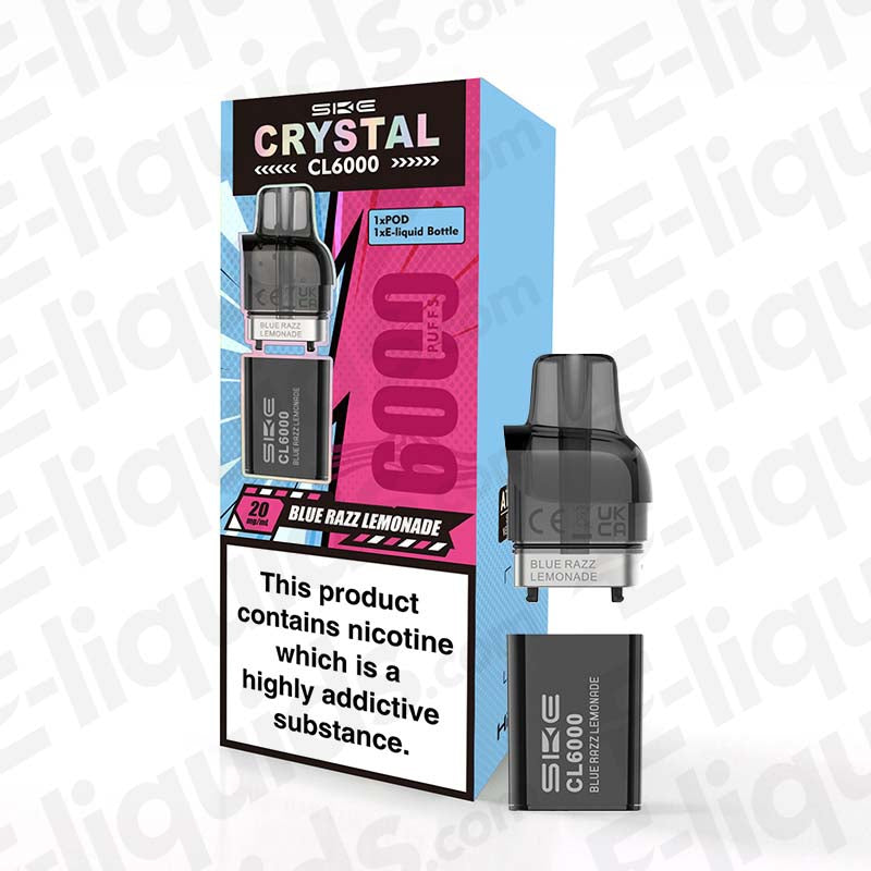crystal vape blue razz lemonade Blue Razz Lemonade SKE Crystal CL6000 Prefilled Vape Pod