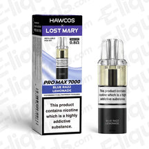 HAWCOS x Lost Mary Pro Max 7000 Blue Razz Lemonade Refillable Pod Kit and Box
