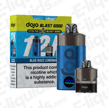 Vaporesso Dojo Blast 12K Bundle Blue Razz Lemonade Vape Pod Kit with refill pod and packaging.