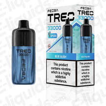 Feoba Treo 33K Blue Slush Pod Kit with device and box highlighting smart power adjustment and advanced airflow features.