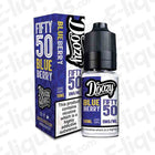 Doozy Vape Co Blueberry 50/50 E-liquid bottle and box, 10ml, 6mg strength, with blueberry and tart dessert flavors, for pod kits.