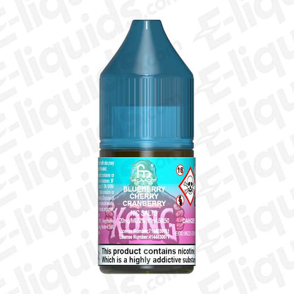 Blueberry Cherry Cranberry RandM 7000 Nic Salt E-liquid by Fumot in a blue bottle, 10mg and 20mg nicotine options.