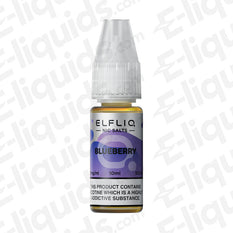 Blueberry Nic Salt E-liquid by ELFLIQ 10ml bottle with blueberry flavor, available in 10mg and 20mg nic salt strengths.