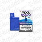 Blueberry Raspberry PIXL 8000 Prefilled Pod, 8000 puffs, 20mg nicotine strength, TPD compliant, in original packaging.