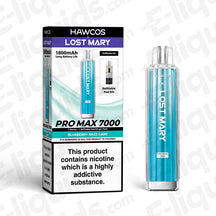 HAWCOS x Lost Mary Pro Max 7000 Blueberry Razz Gami Refillable Pod Kit, 1800mAh, 7000 puffs, USB-C, dual modes, 0.8 Ohm mesh coil.