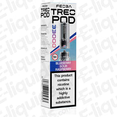 Feoba Treo 33K Blueberry Sour Raspberry replacement pod box, featuring HBS Tech 5.0, advanced airflow, and leak-proof fill system.