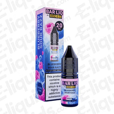 Blueberry Sour Razz Bar Liq Nic Salt E-liquid by Zeus Juice, 20mg, 50/50 PG/VG ratio, sweet and sour flavor profile.