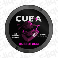 Bubble Gum Ninja Nicotine Pouches by CUBA container featuring bold ninja logo and bubble gum flavor.