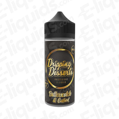 Butterscotch Custard Shortfill E-liquid by Dripping Desserts in 100ml bottle, featuring a rich dessert flavor.