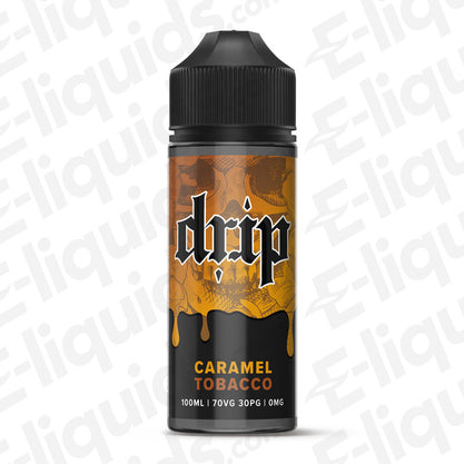 Caramel Tobacco Shortfill E-liquid by Drip in a 100ml bottle featuring rich caramel and tobacco flavors.