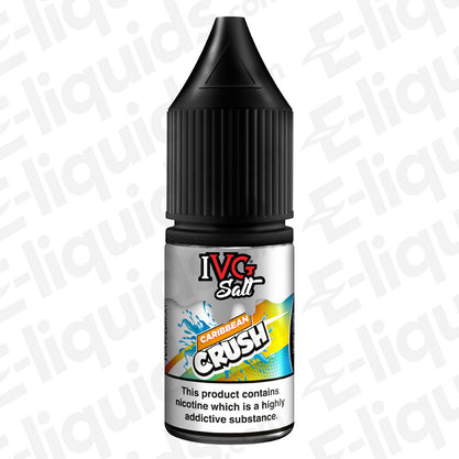 IVG Caribbean Crush Nic Salt E-liquid 10ml bottle with tropical pineapple and grapefruit flavoring.