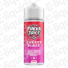 Pukka Juice Cherry Blaze 100ml Shortfill E-liquid with cherry and berry flavor on icy base for vaping.