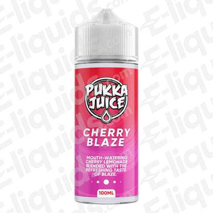 Pukka Juice Cherry Blaze 100ml Shortfill E-liquid with cherry and berry flavor on icy base for vaping.