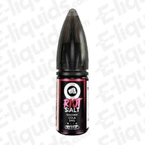 Cherry Cola Hybrid Salt E-liquid by Riot Squad in a 10ml bottle, featuring bold cherry and cola flavors, 5mg nicotine strength.