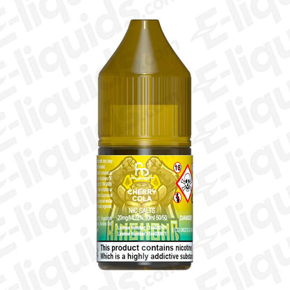 Cherry Cola RandM 7000 Nic Salt E-liquid by Fumot in a yellow bottle, 20mg nicotine, 10ml, PG/VG 50/50 blend.