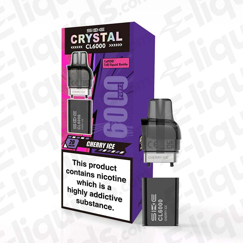 Cherry Ice SKE Crystal CL6000 Prefilled Vape Pod | E-liquids.com Cherry Ice SKE Crystal CL6000 Prefilled Vape Pod | E-liquids.com