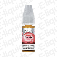 Cherry Nic Salt E-liquid by Elfliq 10ml bottle with rich cherry flavor, available in 10mg or 20mg nicotine strengths, for vaping.