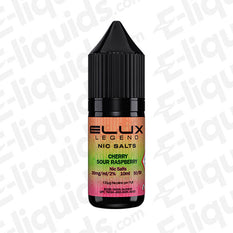Elux Legend Cherry Sour Raspberry Nic Salt E-liquid bottle featuring a fruity blend of cherries and sour raspberries.