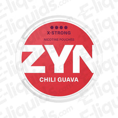 Chilly Guava X-Strong Nicotine Pouches by ZYN featuring bold red packaging and bold branding, 11mg strength.