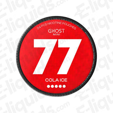 Cola Ice 77 Ghost Mini Extra Strong Nicotine Pouches, red can with bold 77, 20mg nicotine per pouch, 20 pouches per can