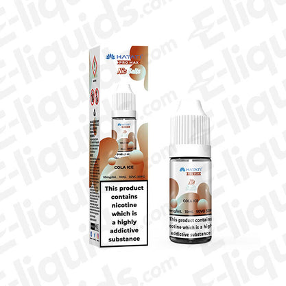 Cola Ice Pro Max Nic Salt E-liquid by Hayati in a 10ml bottle, featuring a refreshing cold cola flavor.