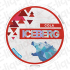 Cola Nicotine Pouches by Iceberg, featuring vibrant red design, 20mg nicotine strength, refreshing cola flavor.