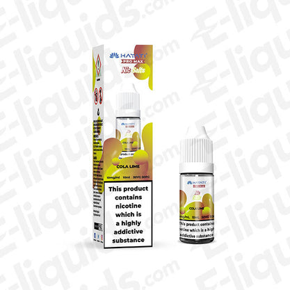 Cola Lime Nic Salt E-liquid by Hayati Pro Max in 10mg and 20mg strengths in a 30ml bottle.