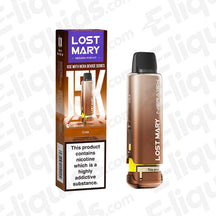 Cola Lost Mary NERA15K Prefilled Pod packaging with e-liquid bottle and device, offering a fizzy cola flavor for MTL vaping.