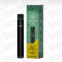 Darwin CBD 300mg Cool Mint Prefilled Pod Kit with refreshing Menthol flavour in light green and yellow packaging.