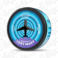 Cool Storm Airplane Mode Nicotine Pouches by Lost Mary, tobacco-free, mint flavor, 18mg strength, packaged in a vibrant can.