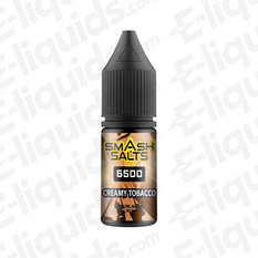 Creamy Tobacco Nic Salt E-liquid by Smash Salts 6500 in a 10ml bottle with VG/PG mix for pod vape kits.