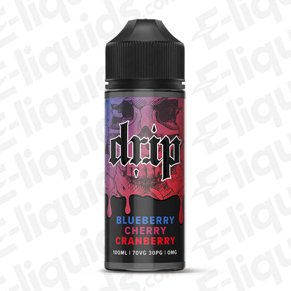 Blueberry Cherry Cranberry Shortfill E-liquid by Drip in a 100ml bottle on a white background.