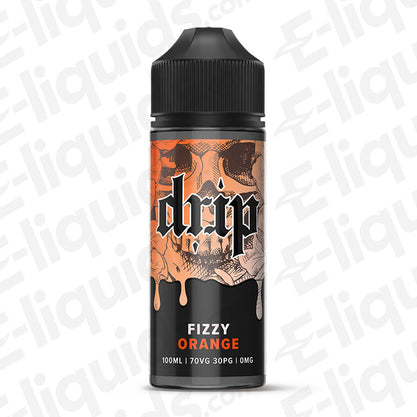 Fizzy Orange Shortfill E-liquid by Drip in a 100ml bottle, delivers a vibrant orange flavor with fizzy twist.