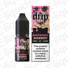 Raspberry Sherbert Nic Salt E-liquid by Drip in 10ml bottle with nicotine strengths of 10mg and 20mg.