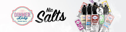 Dinner Lady Nic Salts e-liquids variety pack with premium quality label.