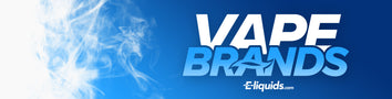 Vape Brands logo with smoke effect and blue background, promoting e-liquids.