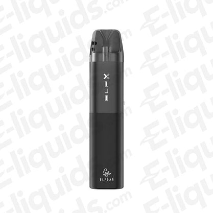 ELFBAR ELFX Vape Pod Kit featuring a sleek black design, perfect for enhancing your vaping experience with power and flavor.