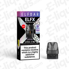 ELFBAR ELFX 0.8Ohm Top Fill Pod packaging showing 2ml e-liquid capacity and compatible with ELFBAR ELFX Pod Kit for MTL and RDTL vaping.
