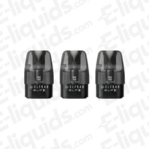ELF BAR ELFX 2.0 0.8 Ohm Refillable Pod trio of black 2ml refillable pods with integrated mesh coil and clear mouthpiece.