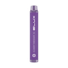 Elux Blueberry Pomegranate Legend Mini 2 disposable vape device, featuring sweet and tangy flavors, 600 puffs, and a built-in battery.