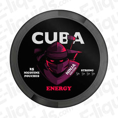 Energy Ninja Nicotine Pouches by CUBA featuring strong energy flavor and 25 pouches per can.