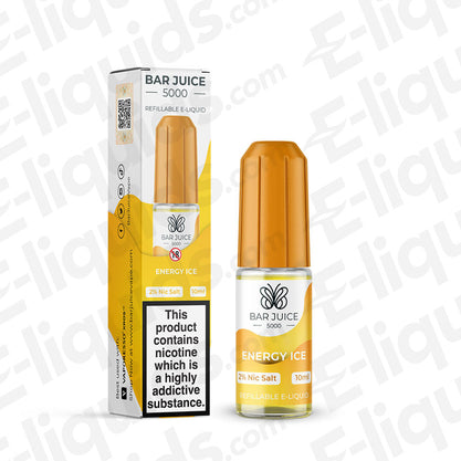 Energy Ice Nic Salt E-liquid by Bar Juice 5000, 10ml bottle showcasing mixed fruit energy drink flavor.