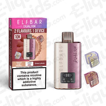 Elf Bar Dual 10K Disposable Vape Kit with 10,000 puffs, featuring dual flavors and ergonomic design.