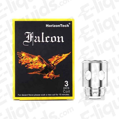 HorizonTech Falcon Replacement Vape Coils Pack of 3 with wood pulp and bamboo wicks for clean taste and longevity.