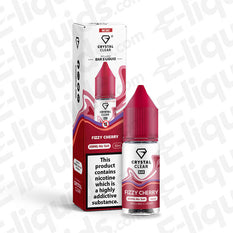 Fizzy Cherry Nic Salt E-liquid by Crystal Clear Bar, 20mg nicotine, featuring a vibrant cherry flavor with fizzy sherbet.