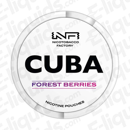 CUBA Forest Berries nicotine pouches can featuring a fruity blend of forest fruits in a tobacco-free formula.