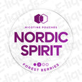 Nordic Spirit Forest Berries nicotine pouches packaging, featuring bold purple design and flavor indication.