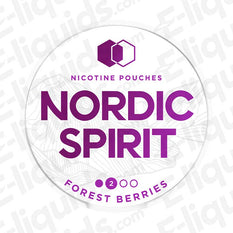Nordic Spirit Forest Berries nicotine pouches packaging, featuring bold purple design and flavor indication.